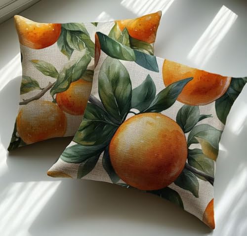 Funda Cojin 45x45 Juego de 2 Cojines Exterior Impermeable Planta Cojines para Sofa Naranja Doble...