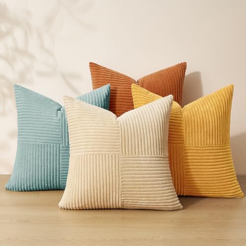 Topfinel Fundas de Cojines 45x45 Naranja-Azul 4 Piezas Forma de Molino Funda para Cojin Decoracion...