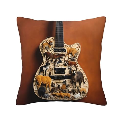 LEVNDIEJ Fundas de coj&iacute;n decorativas con estampado de guitarra, fundas de coj&iacute;n para cama, sof&aacute;,...