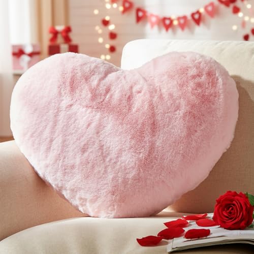 Yhoelata Cojin Corazon Rosa Claro, Cojin de Peluche en Forma de Corazon, Cojines De Sofa De Felpa,...