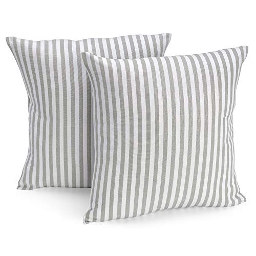 FILU Funda de coj&iacute;n de 40x40 cm, 2 unidades, varios colores, gris/blanco a rayas, funda de coj&iacute;n,...