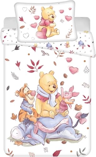 Disney Winnie the Pooh Set de ropa de cama para ni&ntilde;os Tigro Pimpi Ih-Oh Hojas Corazones Edred&oacute;n...