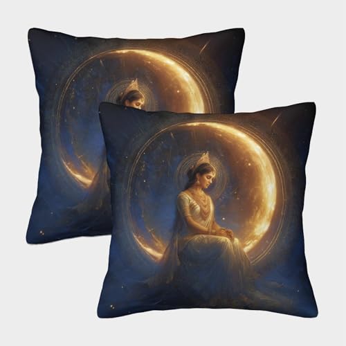 Diosa hind&uacute; Fundas De Almohada 2 Paquetes 50x50cm,Trono Creciente Coj&iacute;n Cuadrado,Adecuada para...