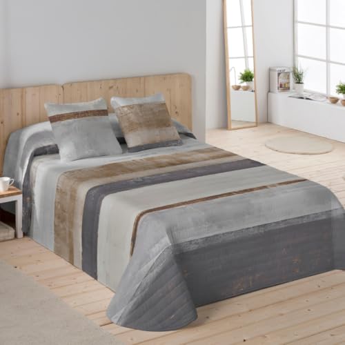NATURALS - Colcha Bouti Estampada | Cama 150 (250x260 cm) | Microfibra Extrasuave | 2 Fundas de...