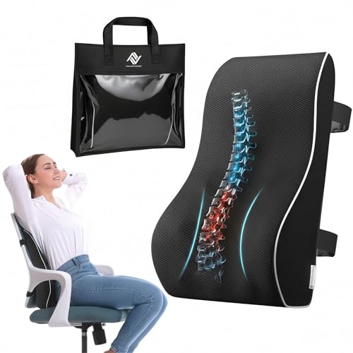 Cojín Lumbar Ergonómico Viscoelástica con Bolsa de Transporte – Soporte para Espalda y...