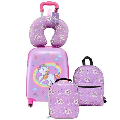 VEVOR Juego de Maletas para Ni&ntilde;os 5 Piezas, Maleta de Cabina 45,7 cm, Mochila con Coj&iacute;n Cervical,...