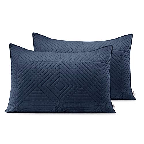 AmeliaHome Juego de 2 Fundas de Almohada de 50 x 70 cm, Color Antracita y Lila