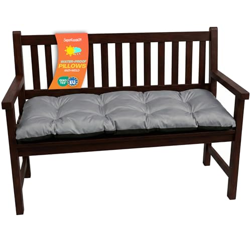 SuperKissen24. Coj&iacute;n para Banco Exterior 120x50 cm Asiento C&oacute;modo e Impermeable para Bancos y...