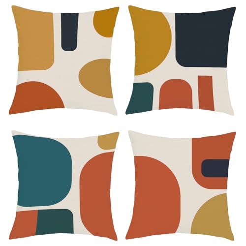 Joymaison Fundas Cojines 45x45 Juego de 4 Funda de Almohada Boho Naranja Geom&eacute;trico Cojines Fundas...