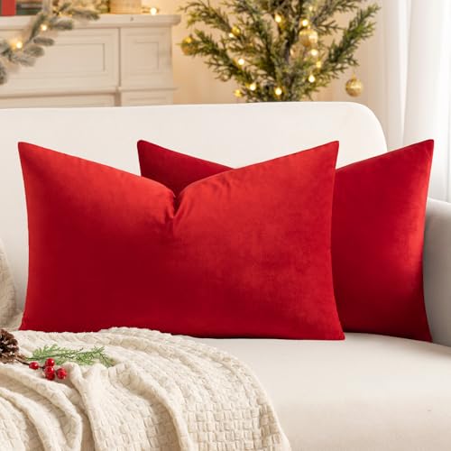 MIULEE Funda Cojines de Terciopelo para Sofa Suave Fundas de Almohada de Cama Silla Color Solido...