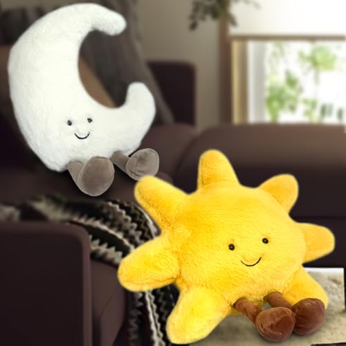 Kyduu Almohadas de Peluche para Sol Luna, Cojín Decorativo En Luna Sol, Lindo Cojín Juguete de...