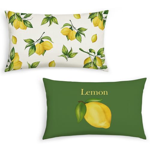 Bonhause Fundas Cojines Lim&oacute;n Verano 30 x 50 cm Funda de Almohada Frutas Amarillas Verdes Cojines...
