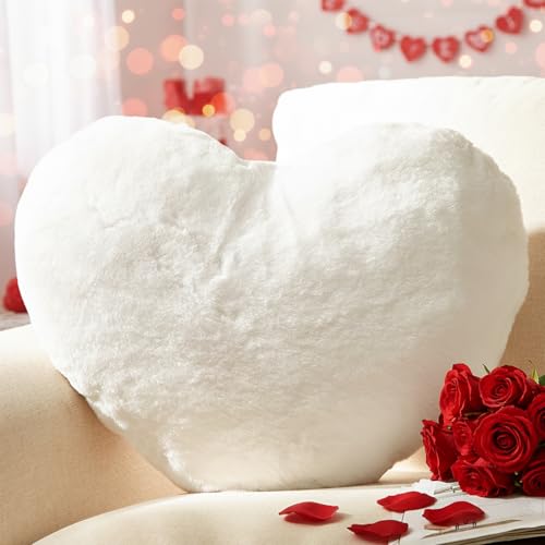 Yhoelata Cojin Corazon Blanco,Cojin de Peluche en Forma de Corazon, Cojines De Sofa De Felpa,...