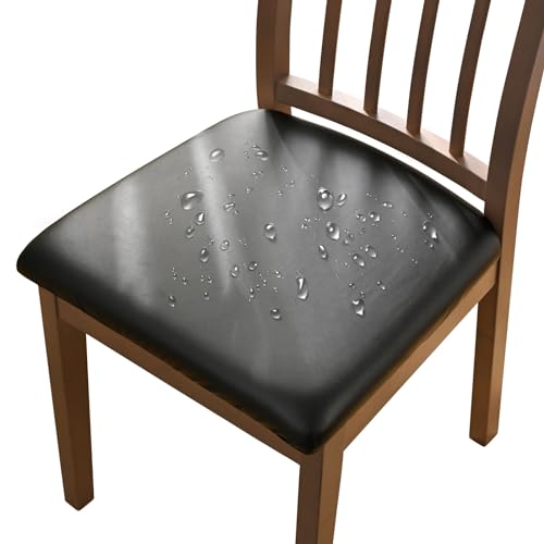 Alishomtll Juego de 4 o 6 fundas de piel sintética para silla, impermeables, extraíbles, lavables,...