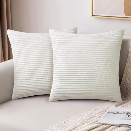 AUAUY Fundas Cojines 40X40cm Beige, 2 Piezas de Pana S&uacute;Per Suaves para Sof&aacute;, Almohadas Decorativas...
