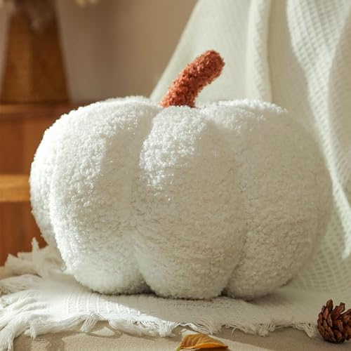 Yhoelata Coj&iacute;n Grande de Calabaza de Halloween, con Forma de Calabaza Blanco Coj&iacute;n Decorativo para...