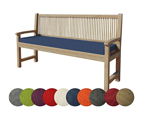 Chilly Pilley Coj&iacute;n para Banco de Jard&iacute;n con Cremallera y Trabillas (130 x 50 x 5 cm, Azul Oscuro)