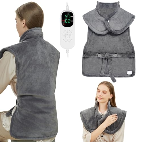 Uplayteck Almohadilla T&eacute;rmica para Espalda y Cuello, 8 Niveles de Calor, 6 Ajustes de Temporizador,...