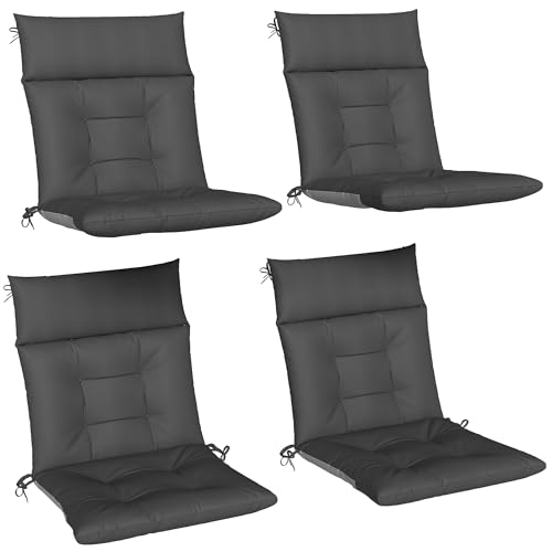 Outsunny Set de 4 Cojines para Sillas, Cojines para Jard&iacute;n, Colchones de Banco con Respaldo,...