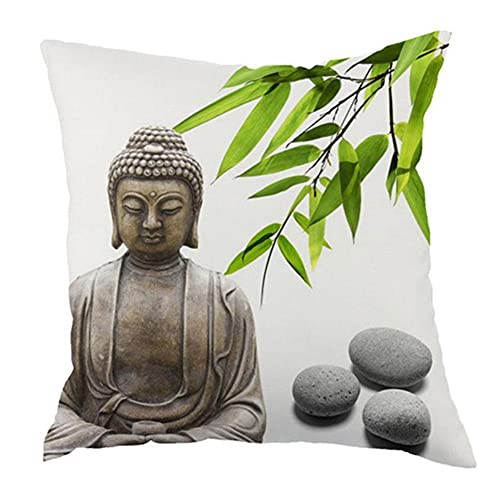 Funda de coj&iacute;n, Zen Buddha Estatua de Buda Impresi&oacute;n de Bamb&uacute; Funda de almohada, para coche Sof&aacute;...