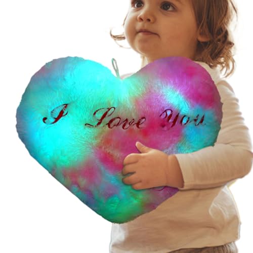 Coj&iacute;n de coraz&oacute;n LED - Peluche de coraz&oacute;n de peluche, luz nocturna de amor, sentimiento...