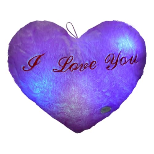Coj&iacute;n de coraz&oacute;n LED: coj&iacute;n de San Valent&iacute;n Iluminado Felpa, Brillante Juguete de Peluche...
