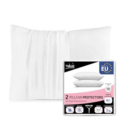 Twillie Juego de 2 Fundas de Almohada Impermeables - para Cojines 30 x 60 - Certificado Oeko Tex® -...