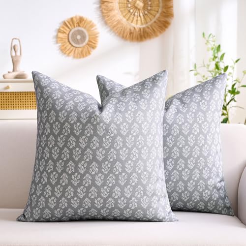 Hanrunsi Fundas de Cojines 40x40 cm, Funda de Coj&iacute;n Floral Gris R&uacute;stica Decorativa, Funda de...