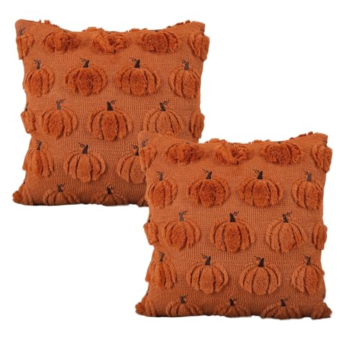 Horuili&reg; Funda de coj&iacute;n oto&ntilde;al, Funda de coj&iacute;n de Halloween 40 x 40 cm, 2 Unidades Calabazas...