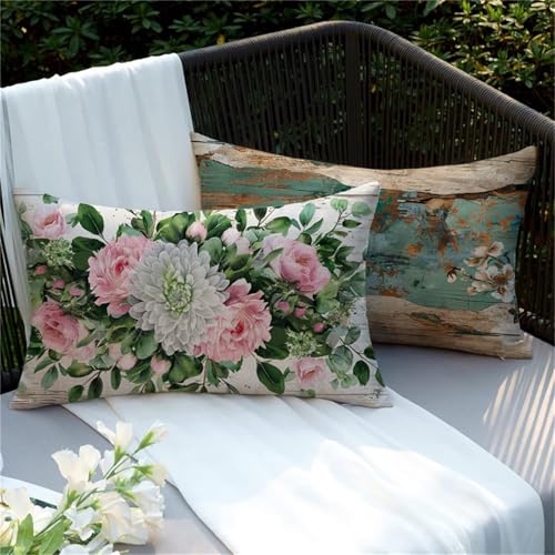 Fundas Cojines 20x40, 2 Piezas Funda Cojin Rectangulares Retro Cojines Grandes, Cojin impermeable...