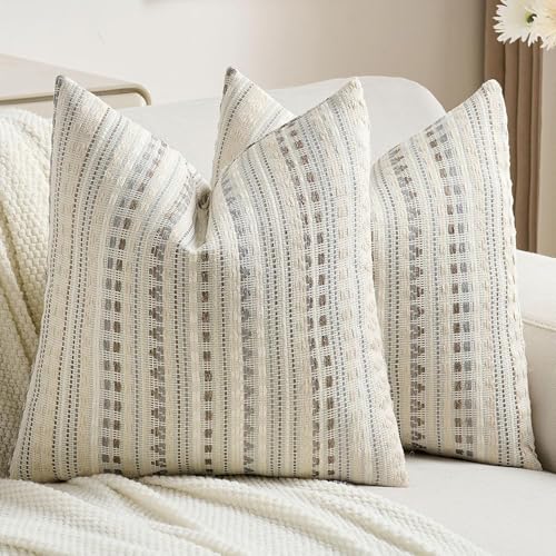 Ystyle Funda Cojin 45x45 (Pack de 2 Unidades), En Suave Tejido de Chenilla Funda Almohada, con Rayas...