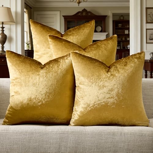 GIGIZAZA Funda de coj&iacute;n Decorativa de Terciopelo Brillante, Gris Plateado, 18 x 18 Pulgadas (45 x...
