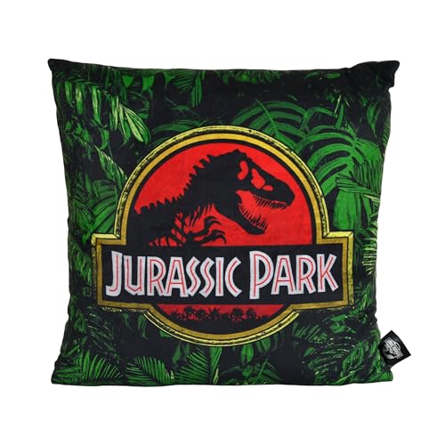 Elbenwald Jurassic Park - Coj&iacute;n con logo (40 x 40 cm), estampado por ambos lados, multicolor