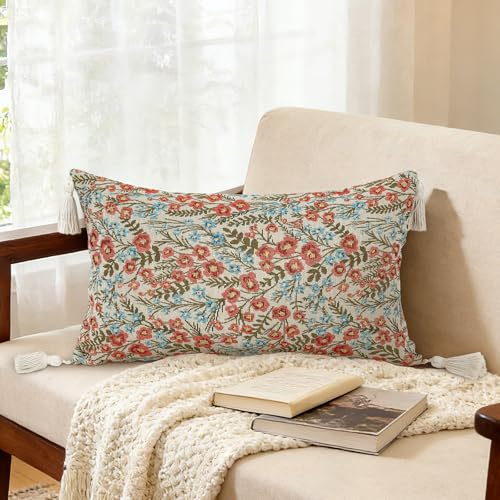 Joymaison Fundas Cojines 30x50 Juego de 1 Funda de Almohada Flores Vintage Primavera Cojines Fundas...