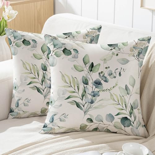 Jayusaror Fundas Cojines Primavera de 45 x 45 Decorativo Funda de Coj&iacute;ns Dise&ntilde;o de Hojas de...