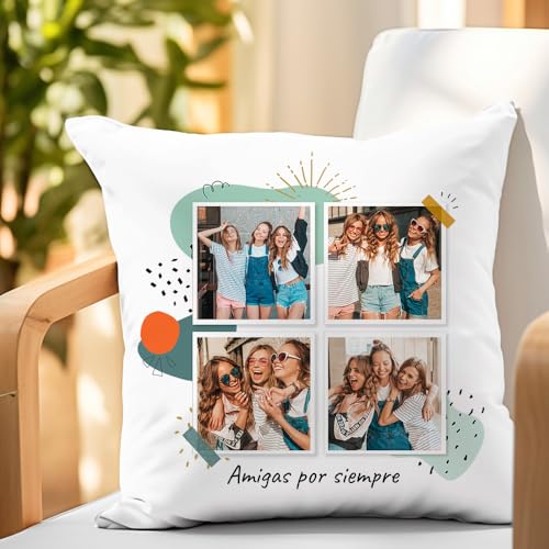 Transparent Gift Coj&iacute;n Personalizado con Cuatro Fotos y Texto. Cojines Personalizados con Foto....