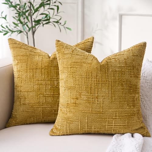 Funda Cojines 40x40 Amarillo Mostaza Chenilla Modernas Cojines Decorativos Cushion Covers Decoracion...
