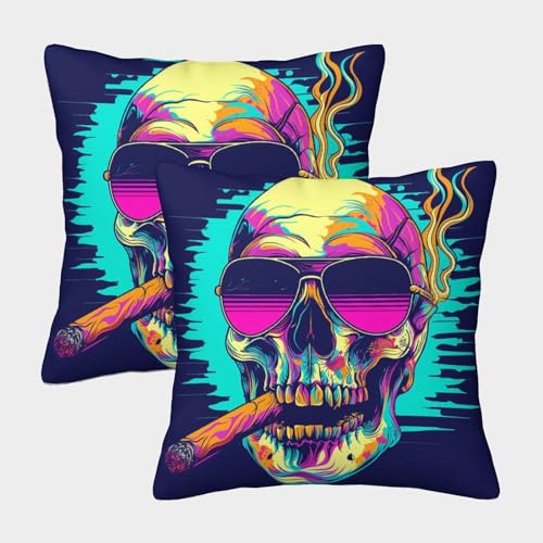 Calavera Fundas Cojines Decorativa Juego De 2 Patr&oacute;n de Calavera Funda De Almohada Poli&eacute;ster...