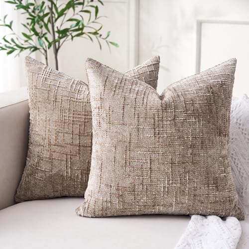 Fundas Cojines 45x45 Beige Chenilla Decorativos Boho Funda Almohada Cuadrada Elegante Modernas...
