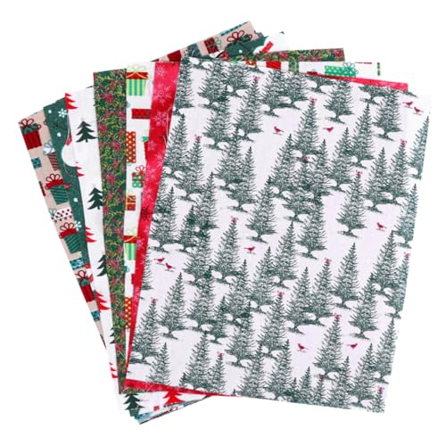 NIYANGLE 10 Piezas Tela de Algod&oacute;n Navide&ntilde;a Estampado Floral, Precortada 20x25 Cm, Patchwork para...