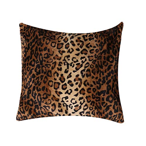 Oulii Cojín (cuadrado o rectangular) con diseño de estampado animal de leopardo, de pelo...