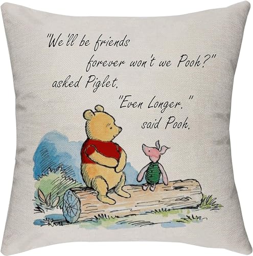 ZFENGYYUAN Funda de coj&iacute;n de 45 x 45 cm, dise&ntilde;o de Pooh y lech&oacute;n