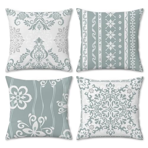 COZZSNUGE Fundas Cojines Damasco Flores 45x45 cm, Juego de 4 Boho Mandala Geom&eacute;trico Paisley Flores...