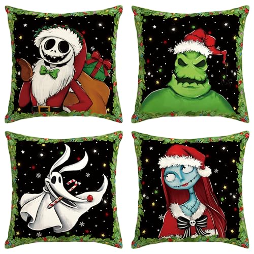 Fundas de almohada de Navidad Pesadilla antes de Navidad, Año Nuevo, invierno, Navidad, Jack Sally,...