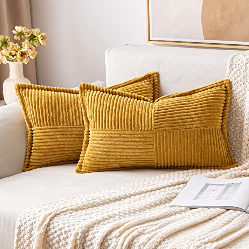 MIULEE Funda de Cojines para Sof&aacute; 30x50 cm Funda de Almohada de Corduroy S&uacute;per Suave Cojin de Pana...