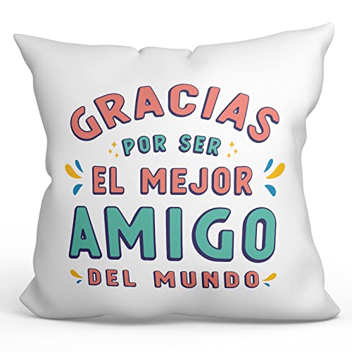 MUGFFINS Coj&iacute;n 40x40 cm para Amigo Relleno Inclu&iacute;do - En Espa&ntilde;ol - Gracias por ser Original y...