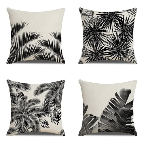 Fundas de Coj&iacute;n 70x70 cm Juego de 4 Fundas cojines negro Funda Cojin Exterior Blanco Cojines para...