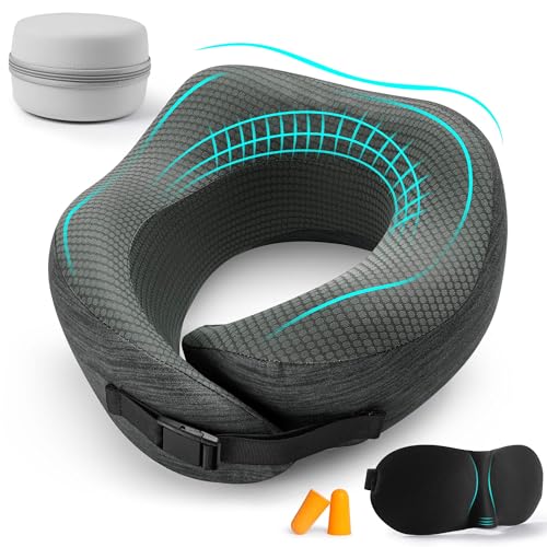 Zouway Almohada Viaje, Cojin Cuello Viaje Fabricado con 100% Espuma Viscoel&aacute;stica, Reposacabezas...