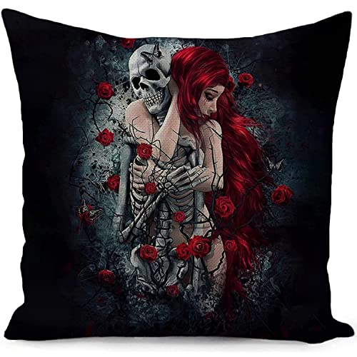 HUASHUZI Fundas Cojines 40 x 40 cm gotico Calavera Cojines Sofa Decorativos Salon Regalo Mujer Funda...