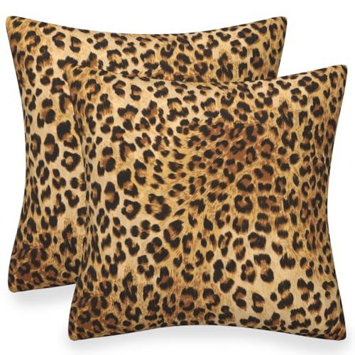JynxtoyZeal Fundas de Almohada con Estampado de Leopardo, 2pcs Funda de Coj&iacute;n Leopardo,Fundas...